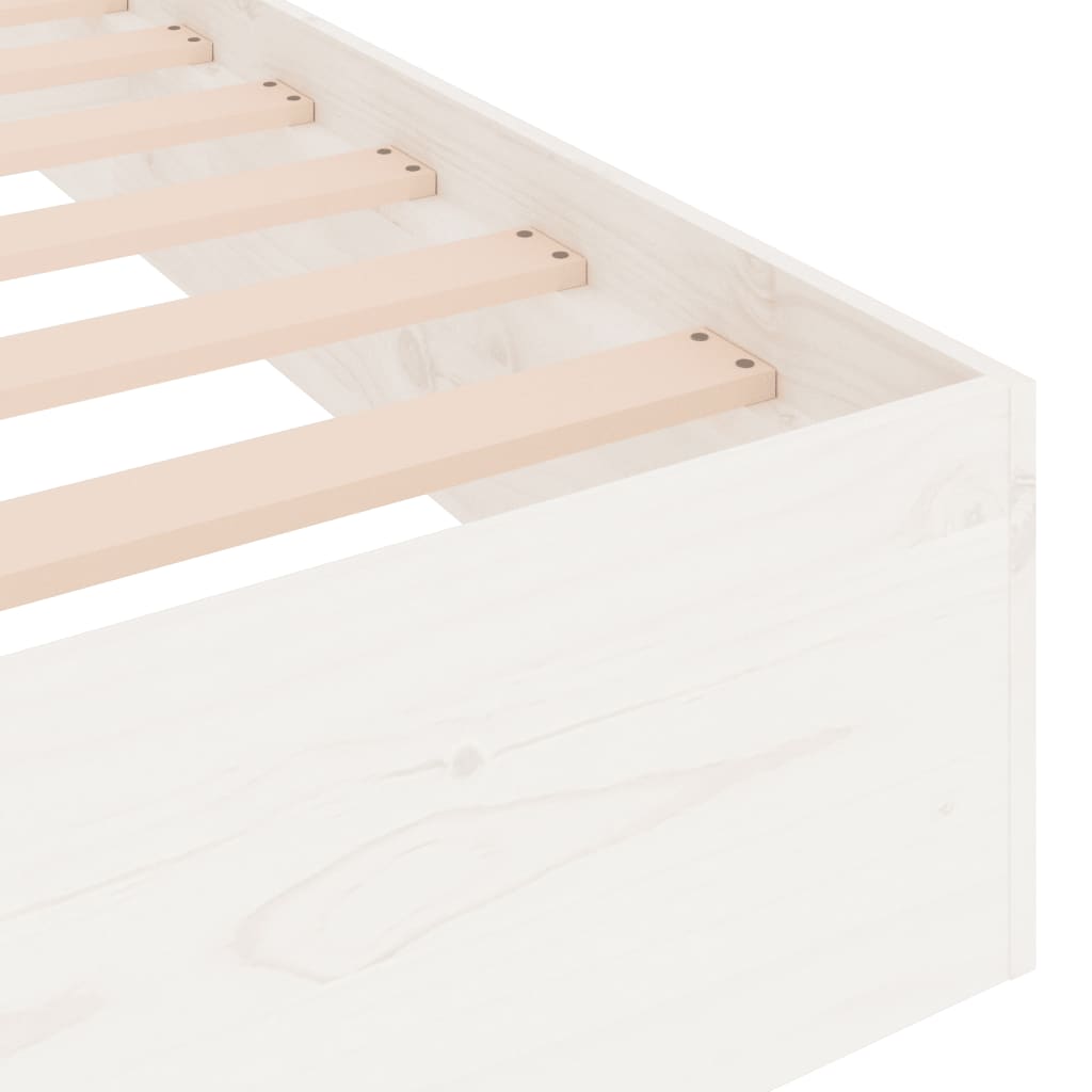 Cadre de lit sans matelas blanc bois massif 160x200 cm