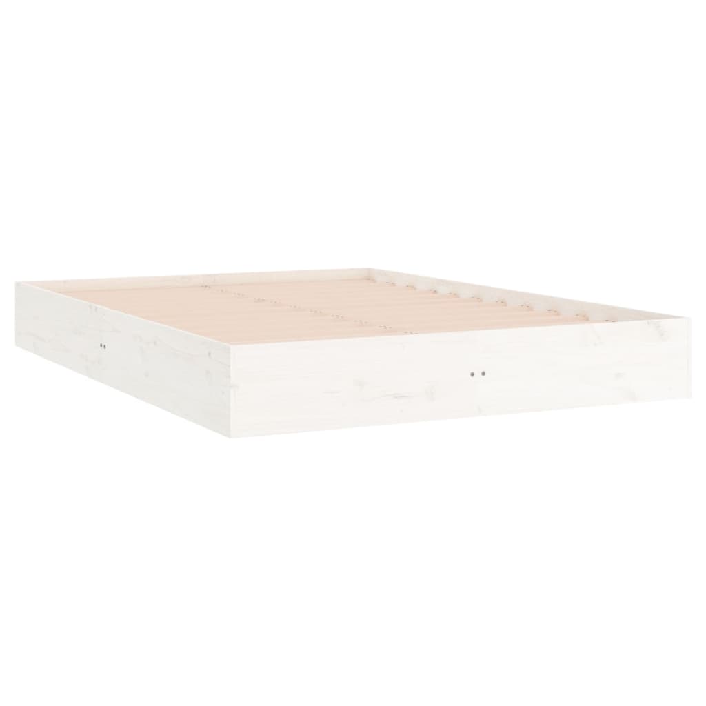 Cadre de lit sans matelas blanc bois massif 150x200 cm