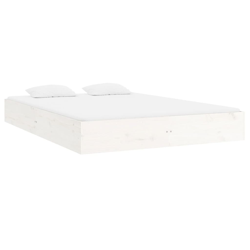 Cadre de lit sans matelas blanc bois massif 150x200 cm