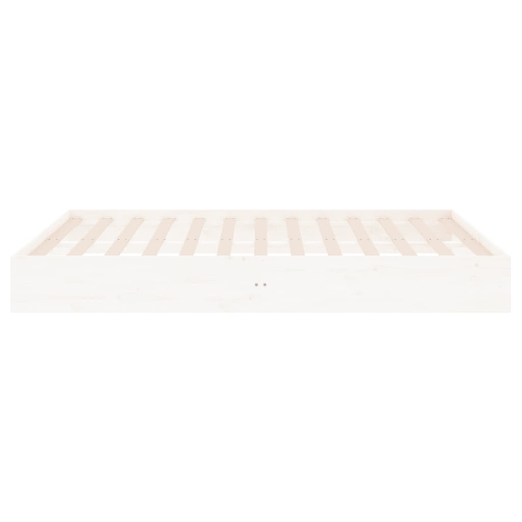 Cadre de lit sans matelas blanc bois massif 150x200 cm