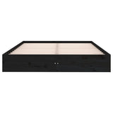 Cadre de lit sans matelas noir bois massif 150x200 cm