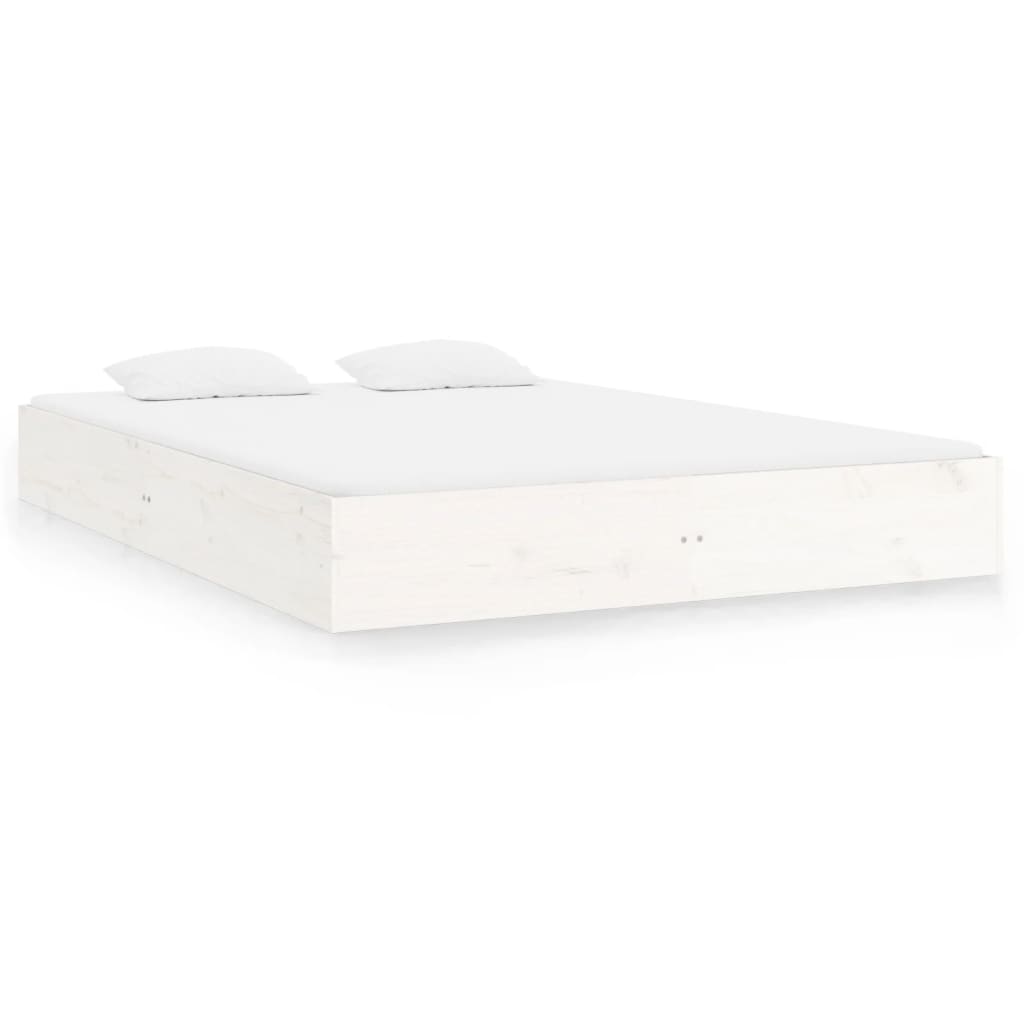 Cadre de lit sans matelas blanc bois massif 120x200 cm