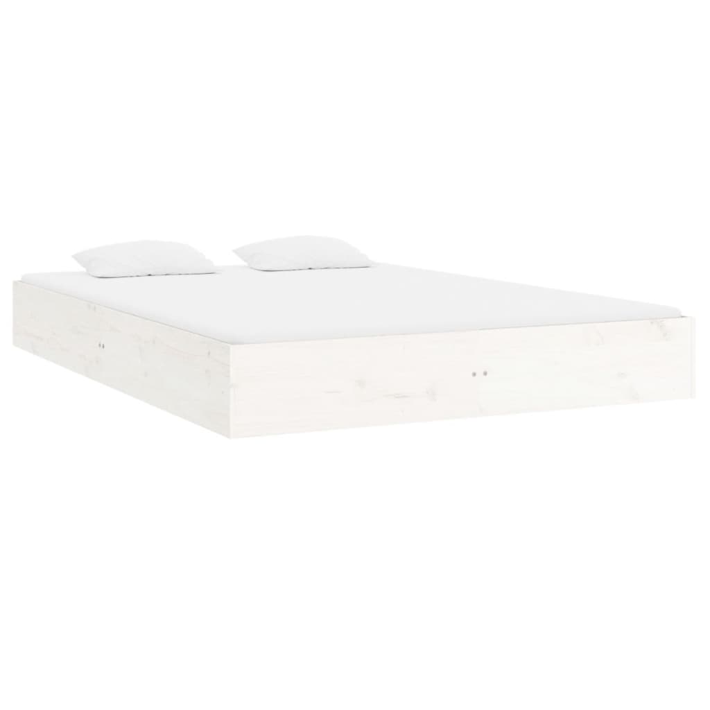 Cadre de lit sans matelas blanc bois massif 120x200 cm