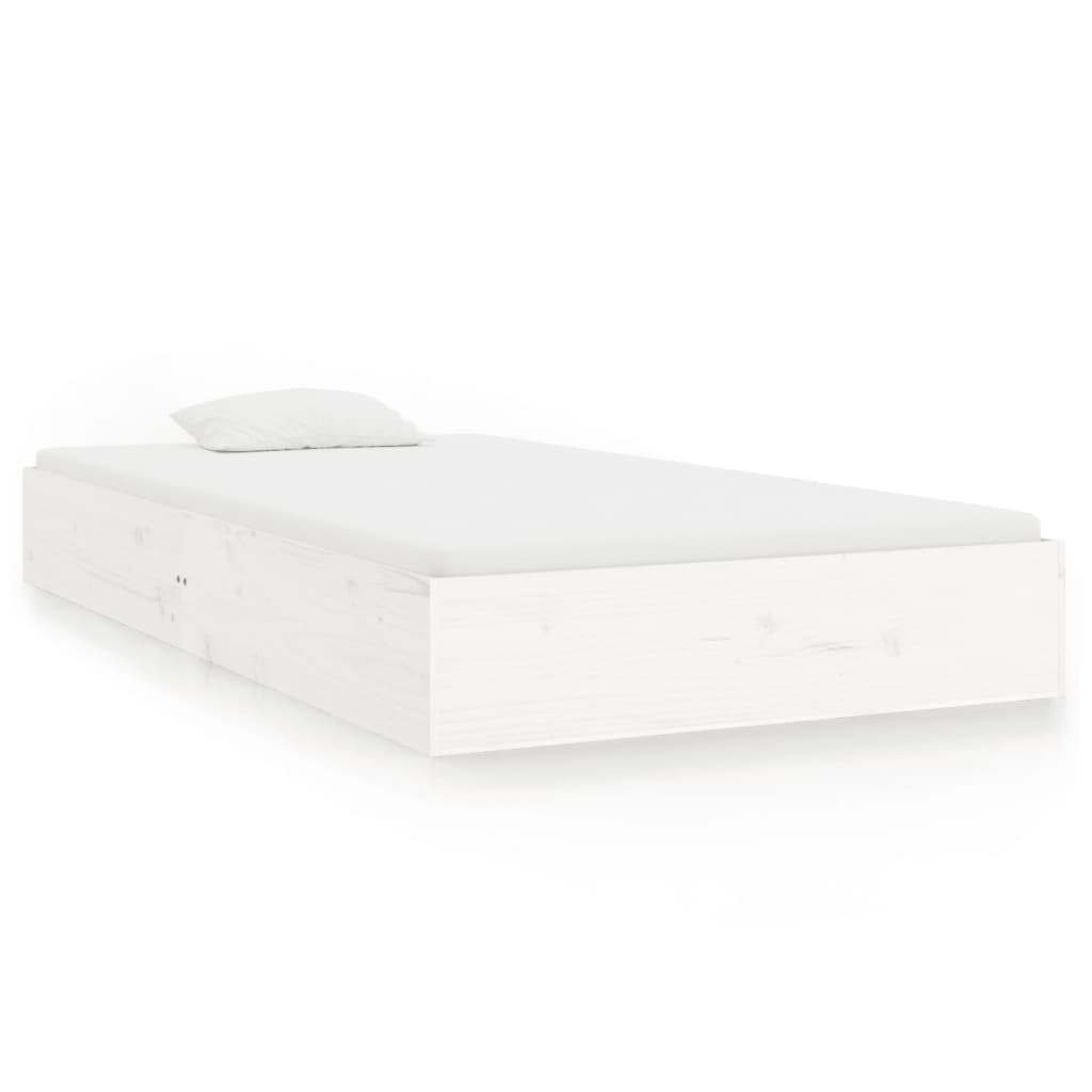 Cadre de lit sans matelas blanc bois massif 100x200 cm