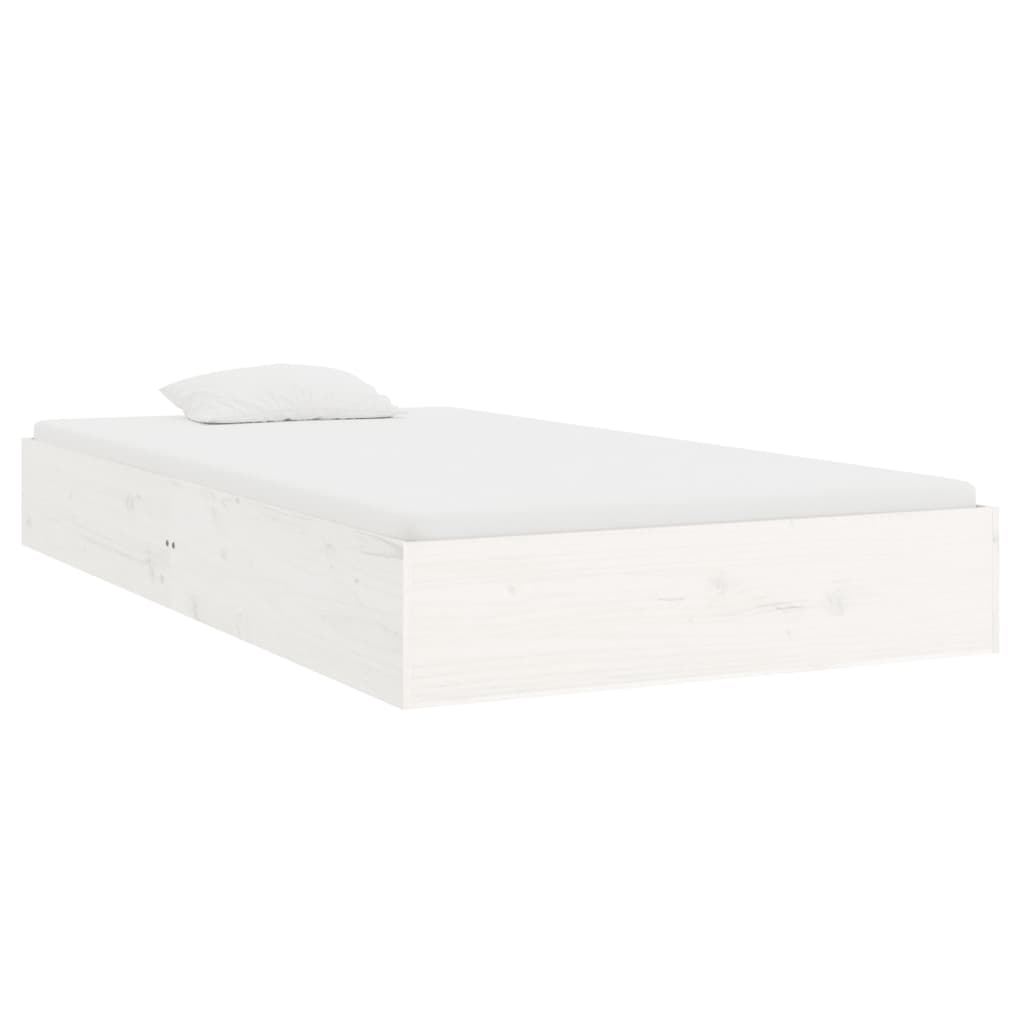 Cadre de lit sans matelas blanc bois massif 100x200 cm