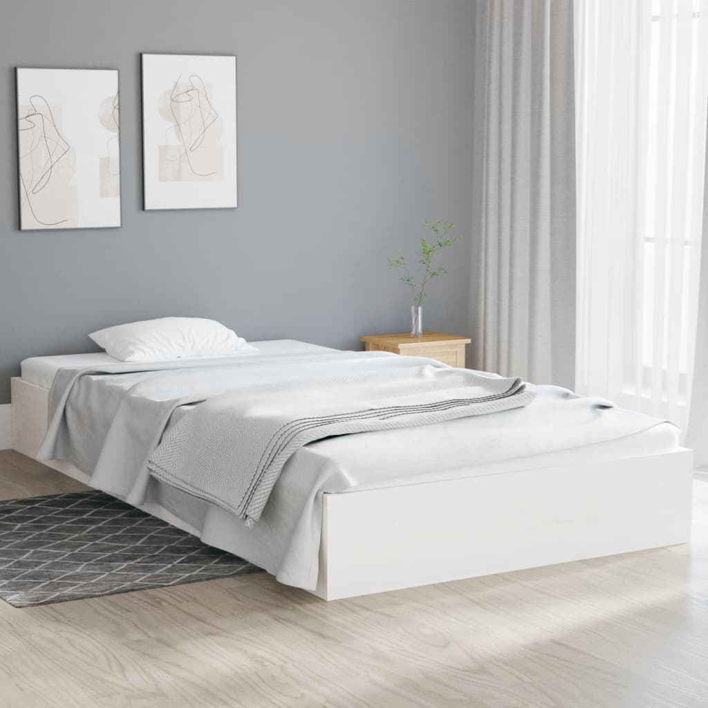 Cadre de lit sans matelas blanc bois massif 100x200 cm