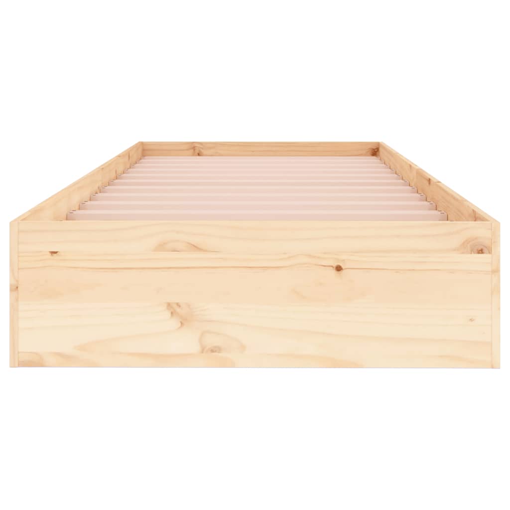 Cadre de lit sans matelas bois massif 75x190 cm