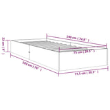 Cadre de lit sans matelas bois massif 75x190 cm