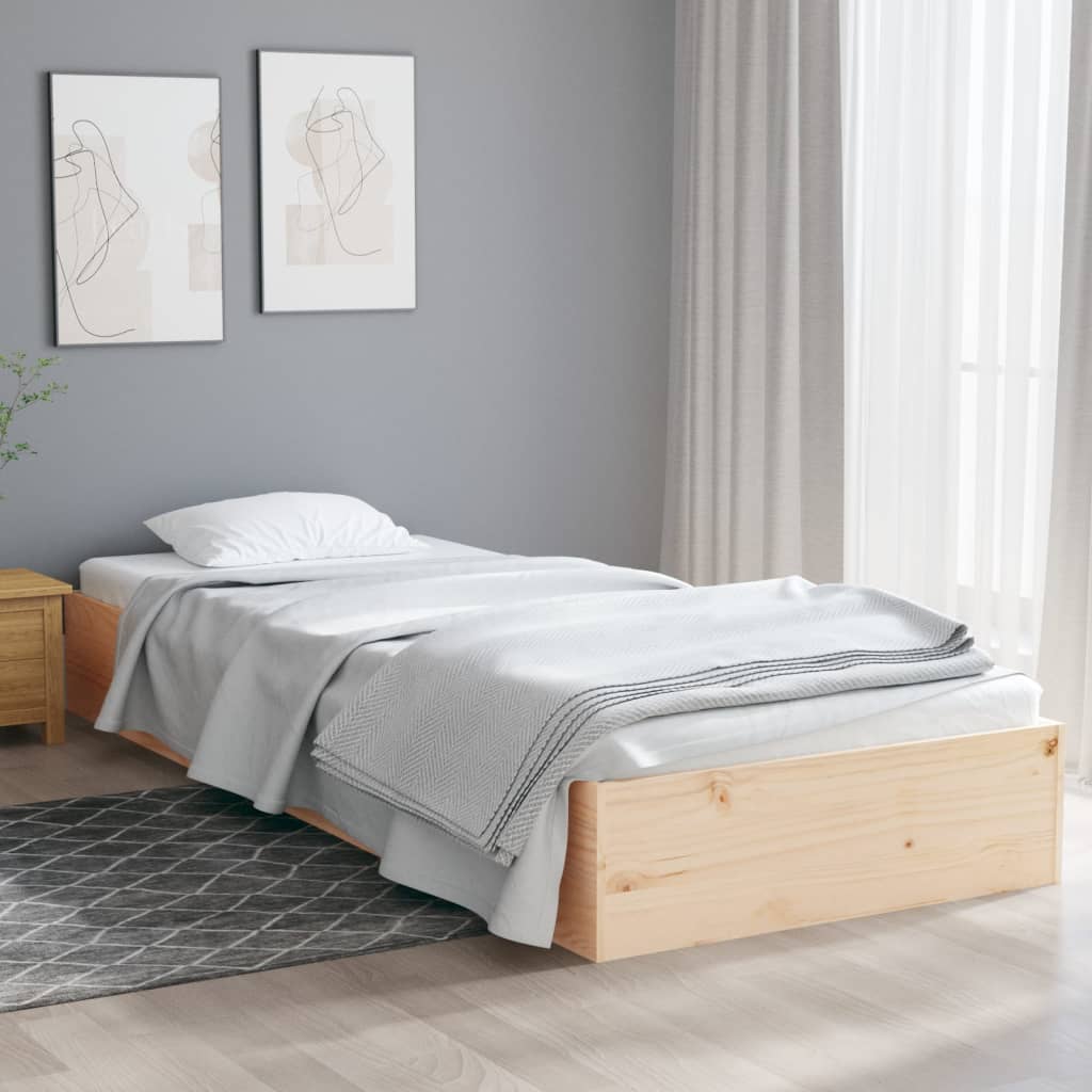 Cadre de lit sans matelas bois massif 75x190 cm