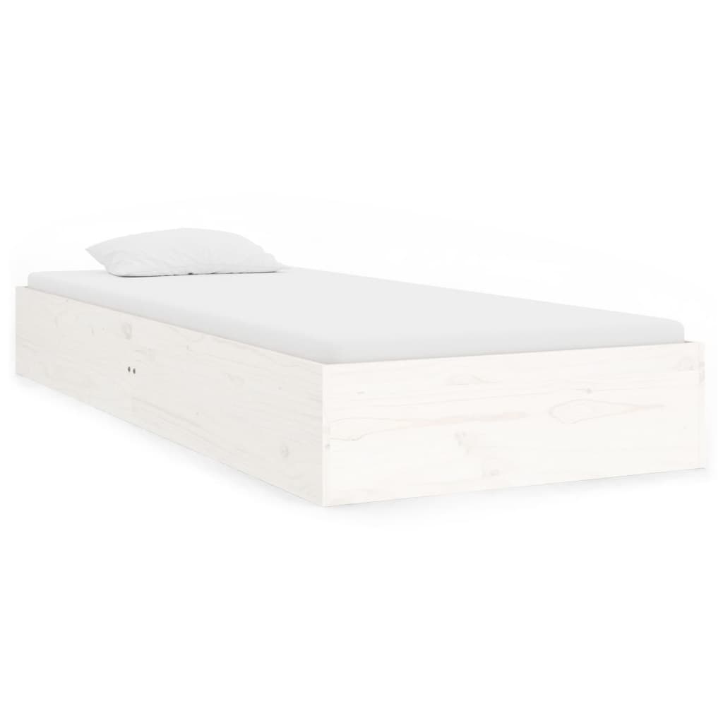 Cadre de lit sans matelas blanc bois massif 75x190 cm