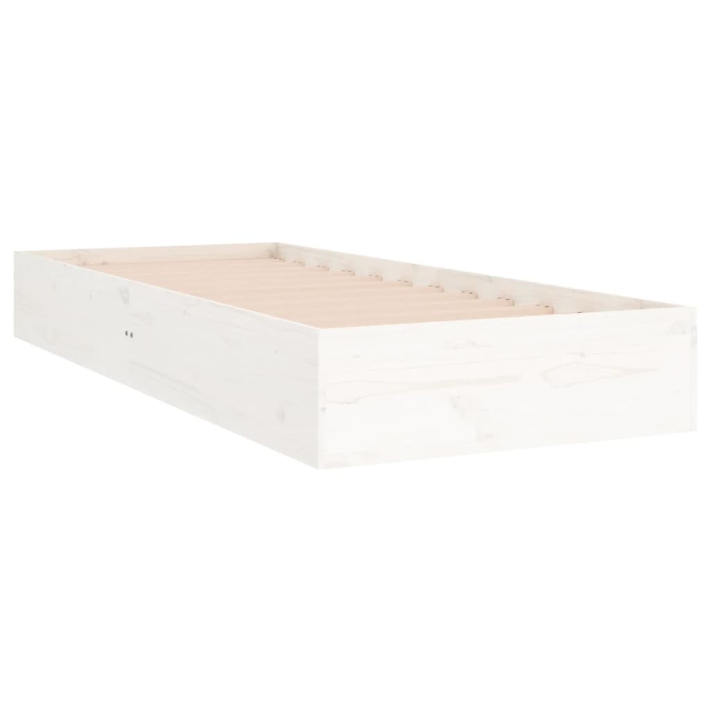 Cadre de lit sans matelas blanc bois massif 75x190 cm