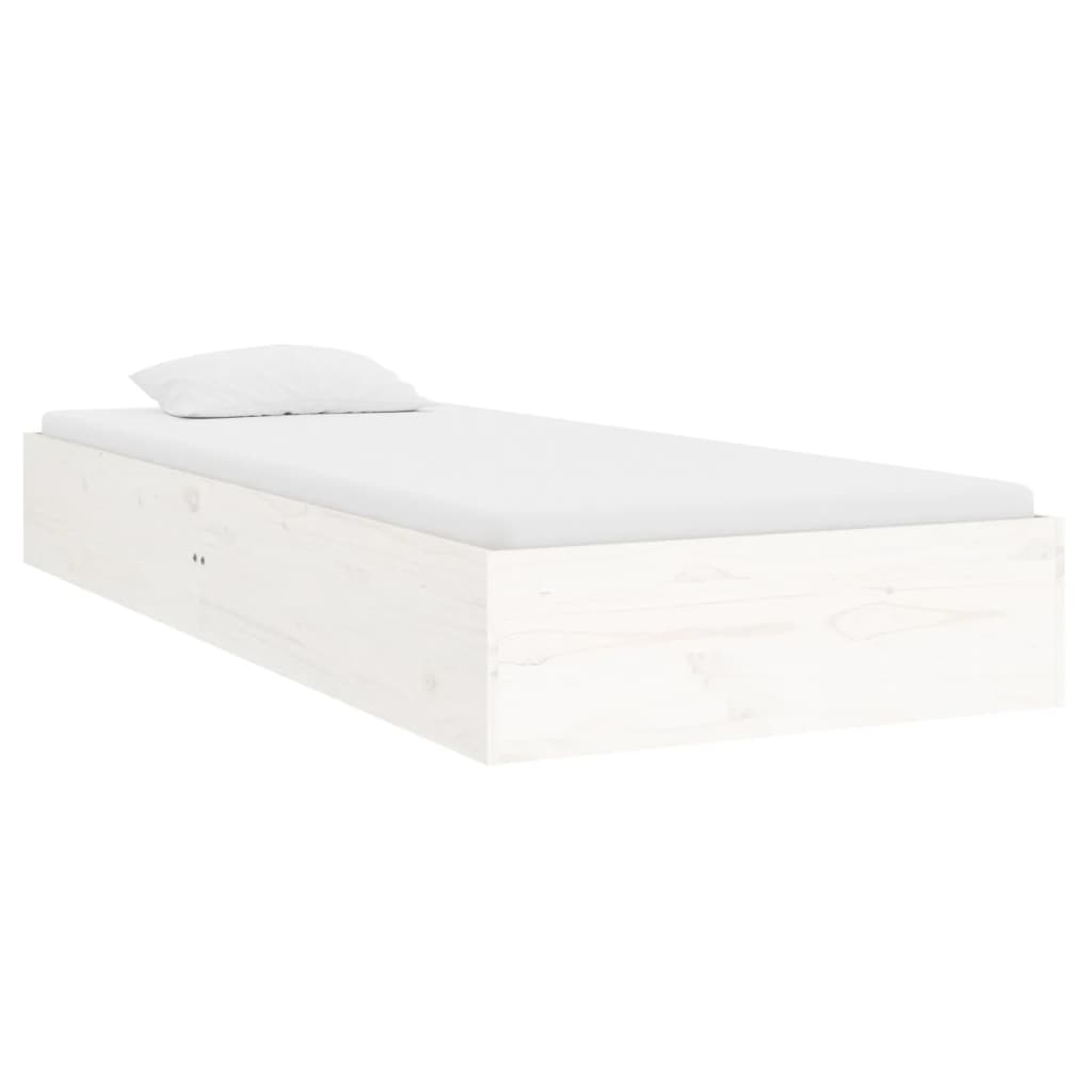 Cadre de lit sans matelas blanc bois massif 75x190 cm