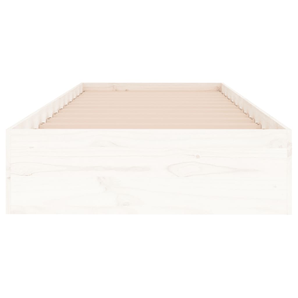 Cadre de lit sans matelas blanc bois massif 75x190 cm