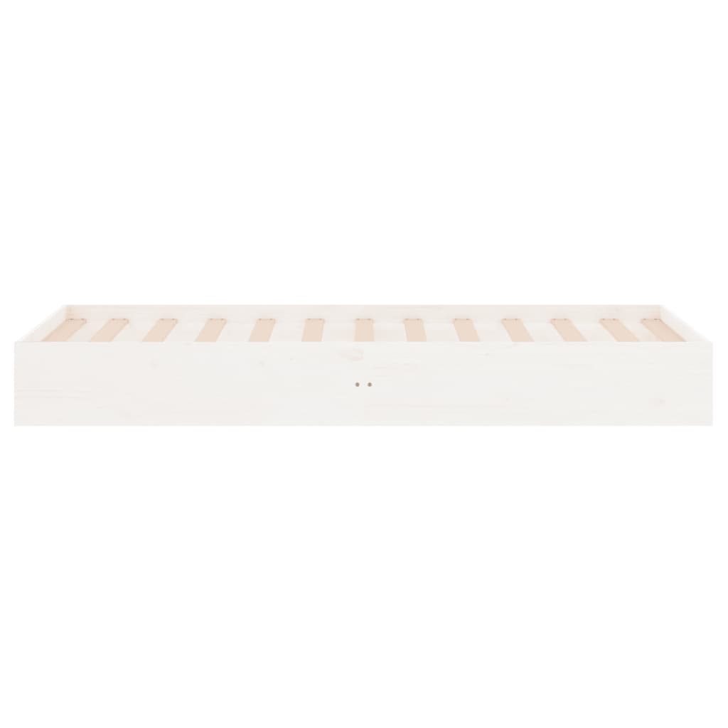 Cadre de lit sans matelas blanc bois massif 75x190 cm