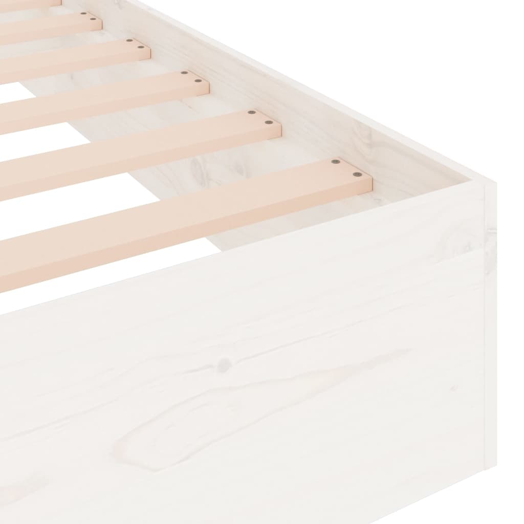 Cadre de lit sans matelas blanc bois massif 75x190 cm