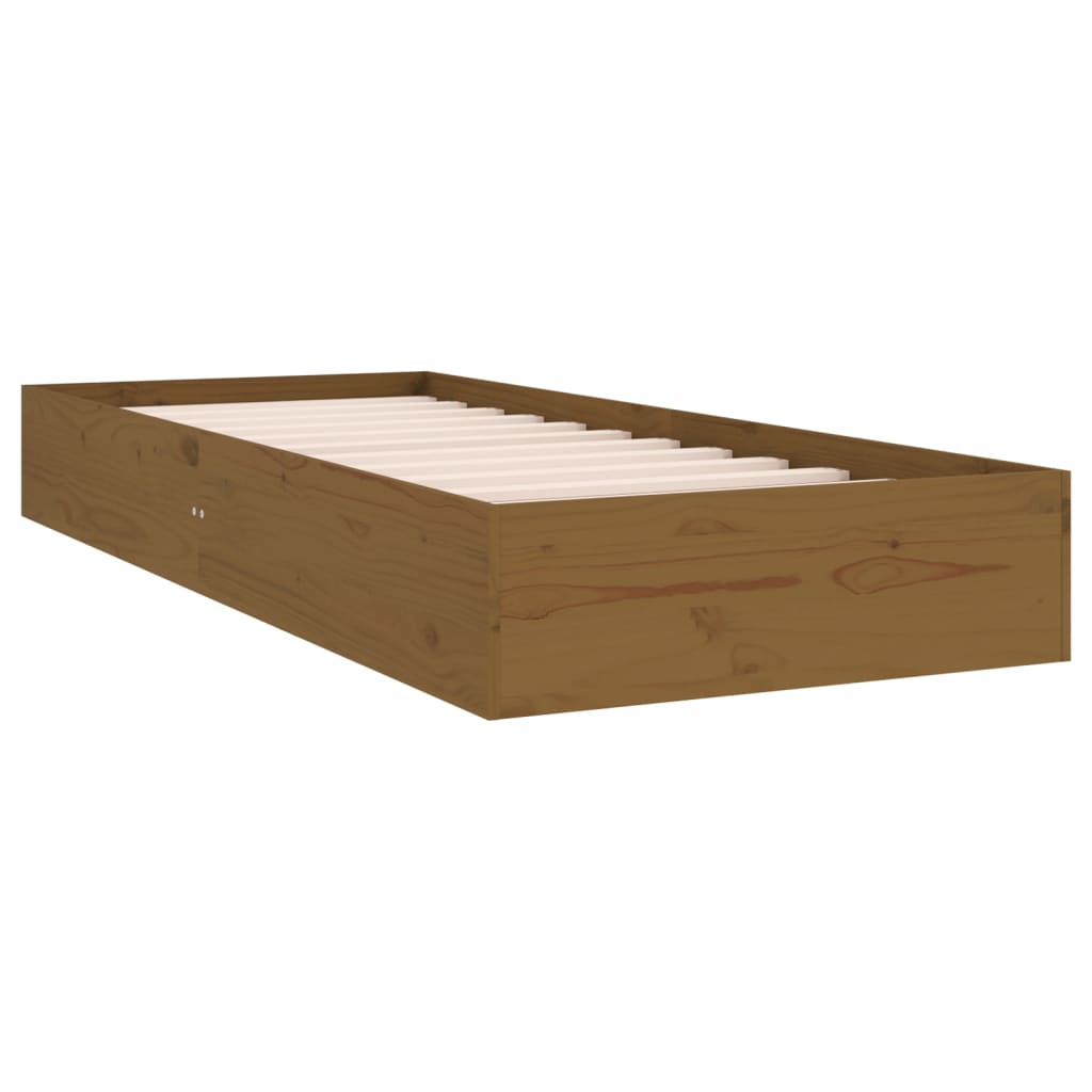 Cadre de lit sans matelas marron miel bois massif 75x190 cm