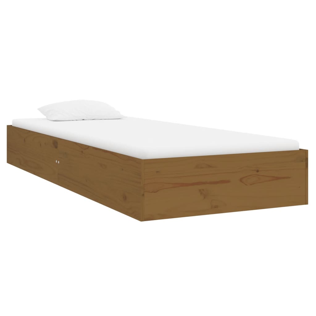 Cadre de lit sans matelas marron miel bois massif 75x190 cm