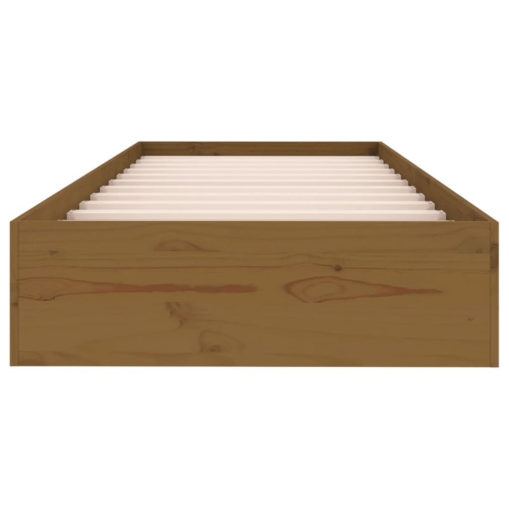 Cadre de lit sans matelas marron miel bois massif 75x190 cm