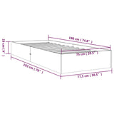 Bettgestell ohne Matratze aus schwarzem Massivholz 75x190 cm