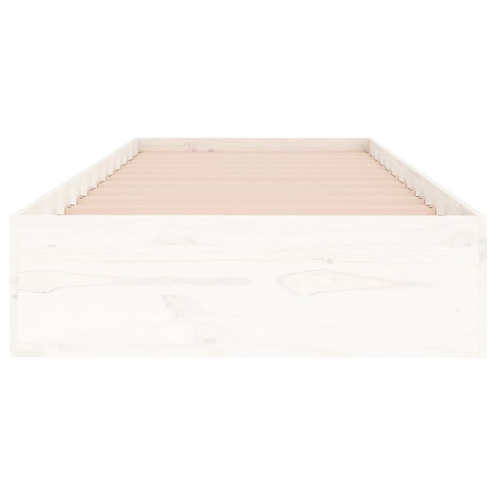 Cadre de lit sans matelas blanc bois massif 90x190 cm