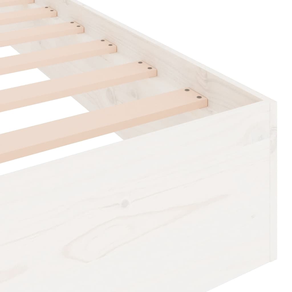 Cadre de lit sans matelas blanc bois massif 90x190 cm