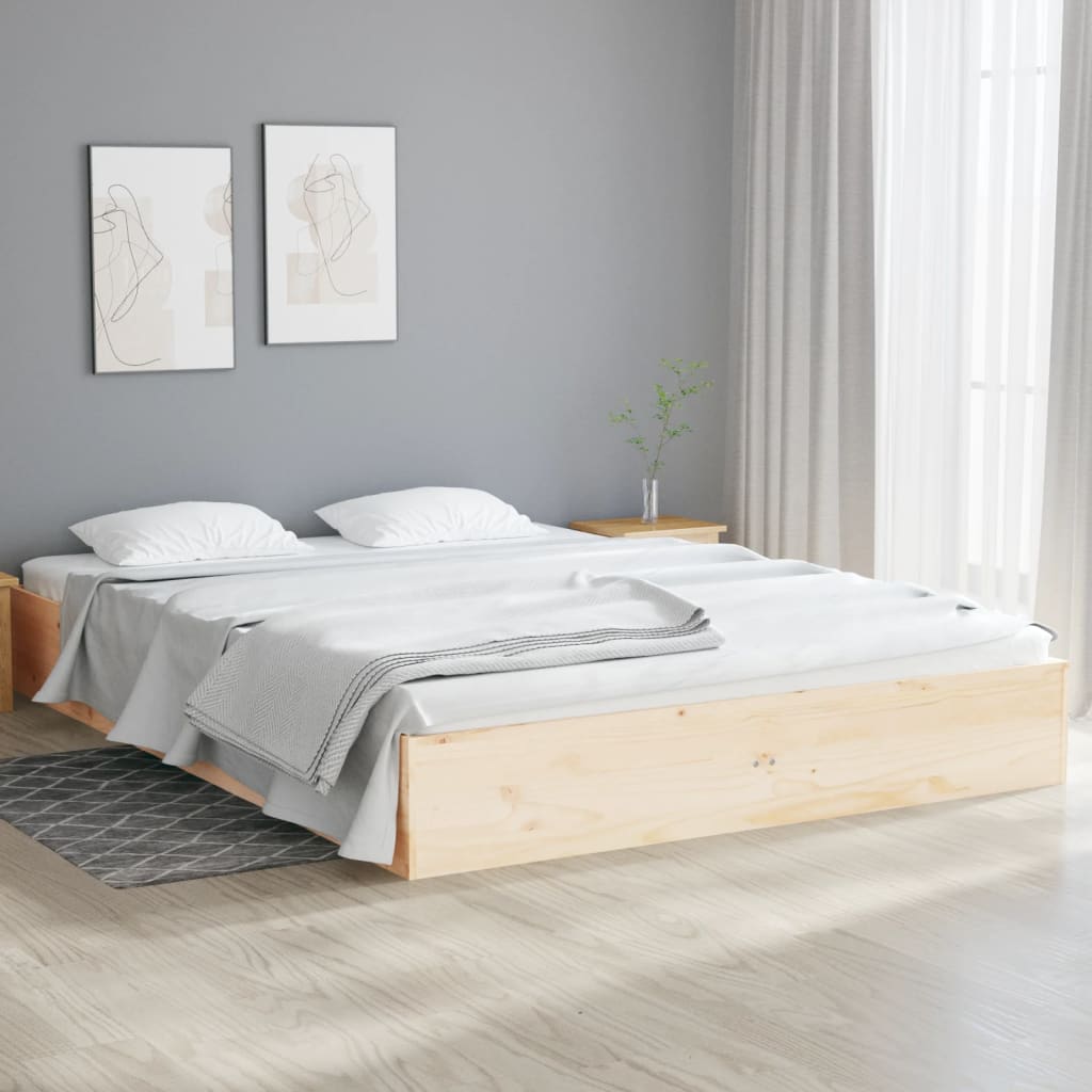 Cadre de lit sans matelas bois massif 120x190 cm