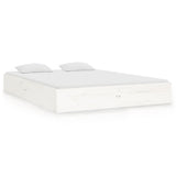 Cadre de lit sans matelas blanc bois massif 120x190 cm