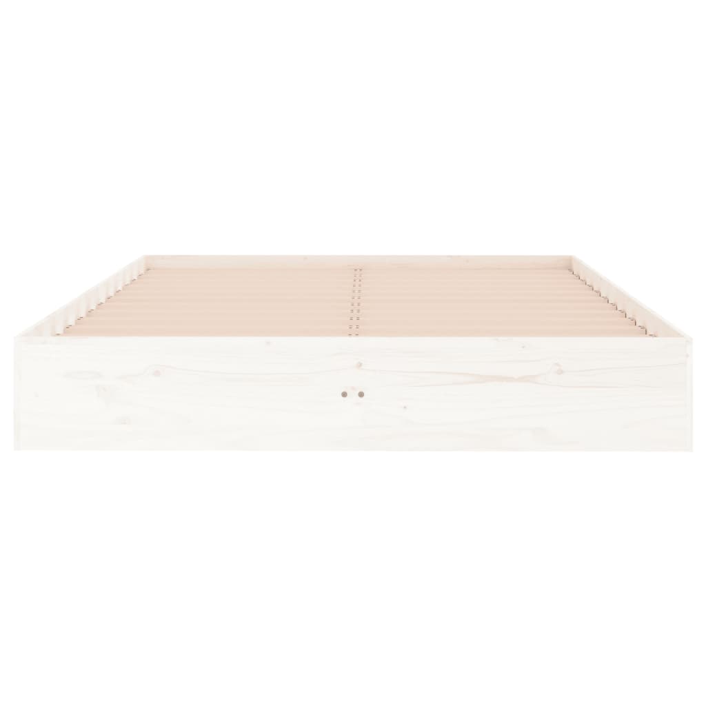 Cadre de lit sans matelas blanc bois massif 120x190 cm