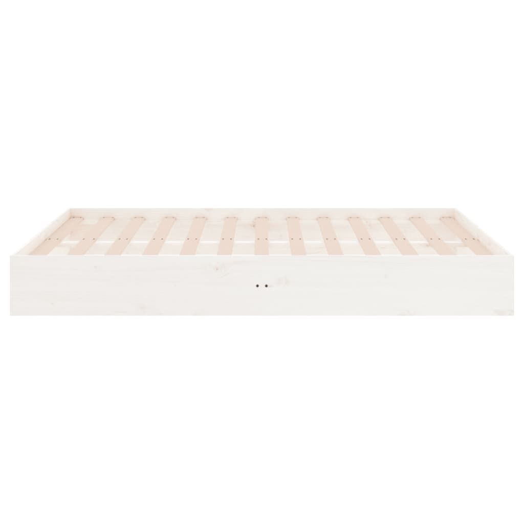 Cadre de lit sans matelas blanc bois massif 120x190 cm