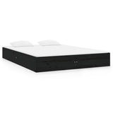 Cadre de lit sans matelas noir bois massif 120x190 cm