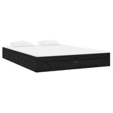 Cadre de lit sans matelas noir bois massif 120x190 cm