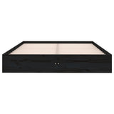 Cadre de lit sans matelas noir bois massif 120x190 cm