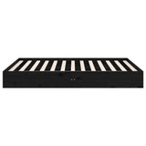 Cadre de lit sans matelas noir bois massif 120x190 cm