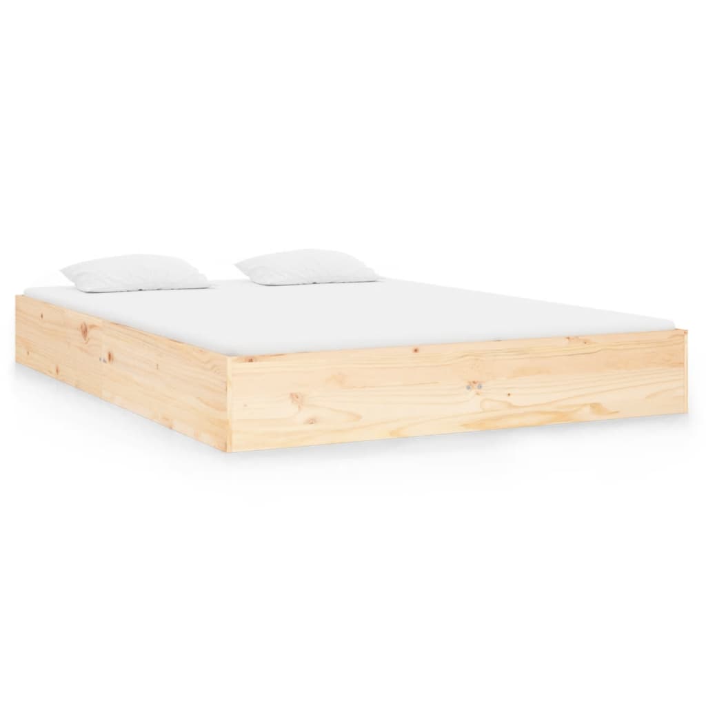 Cadre de lit sans matelas bois massif 135x190 cm