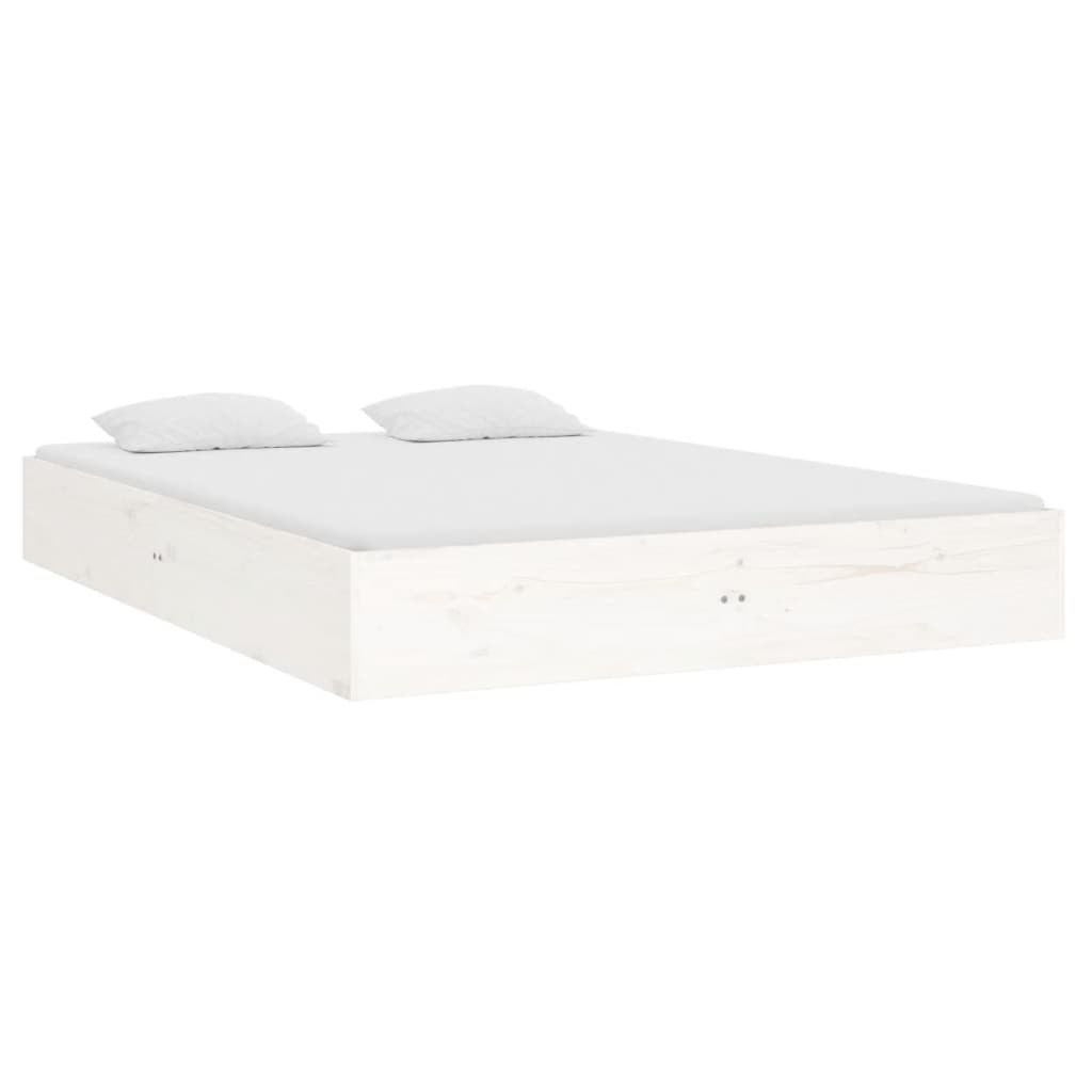 Cadre de lit sans matelas blanc bois massif 135x190 cm