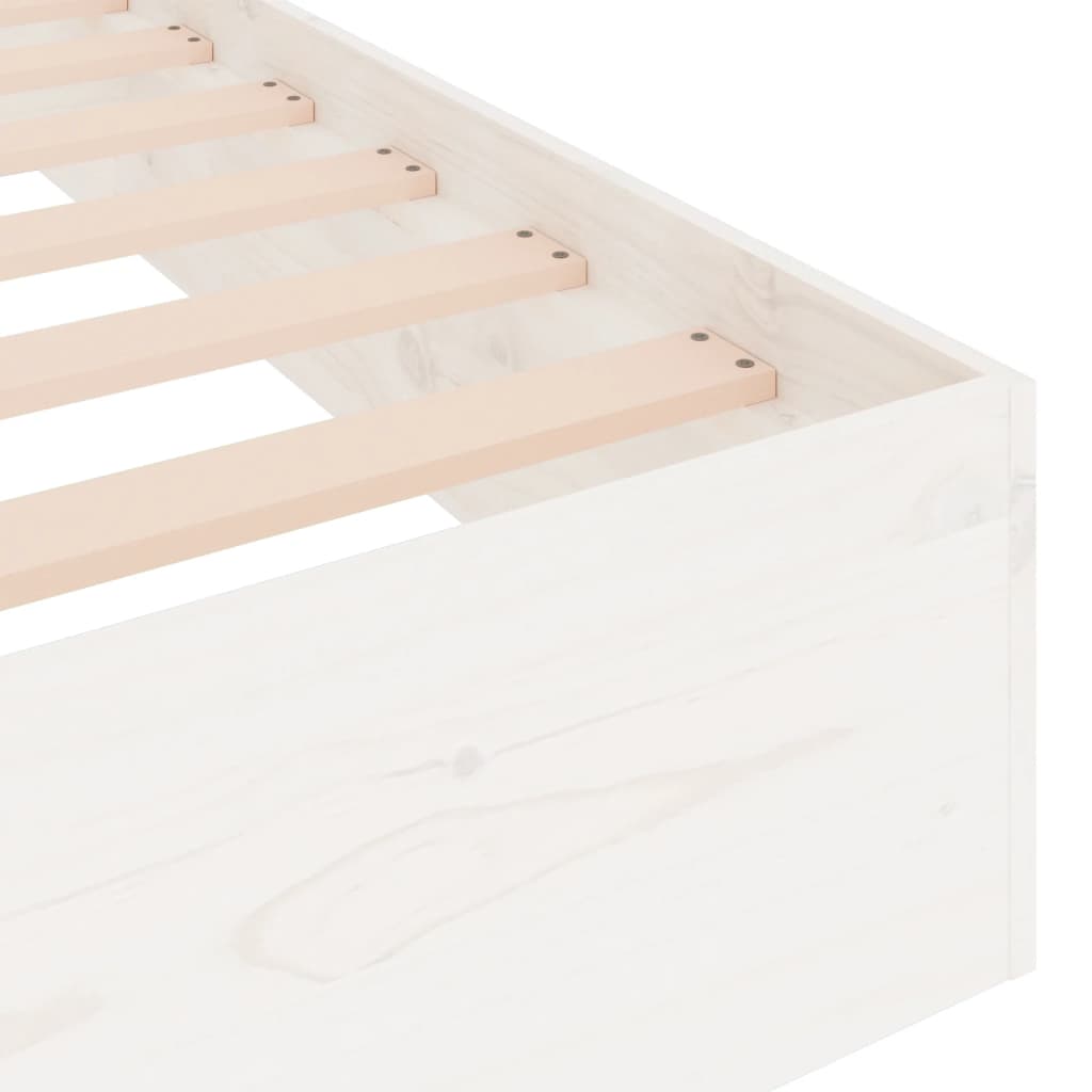 Cadre de lit sans matelas blanc bois massif 135x190 cm