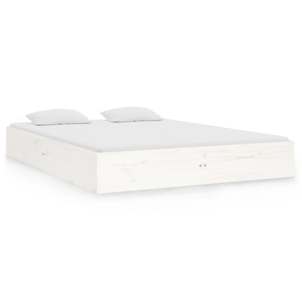 Cadre de lit sans matelas blanc bois massif 140x190 cm