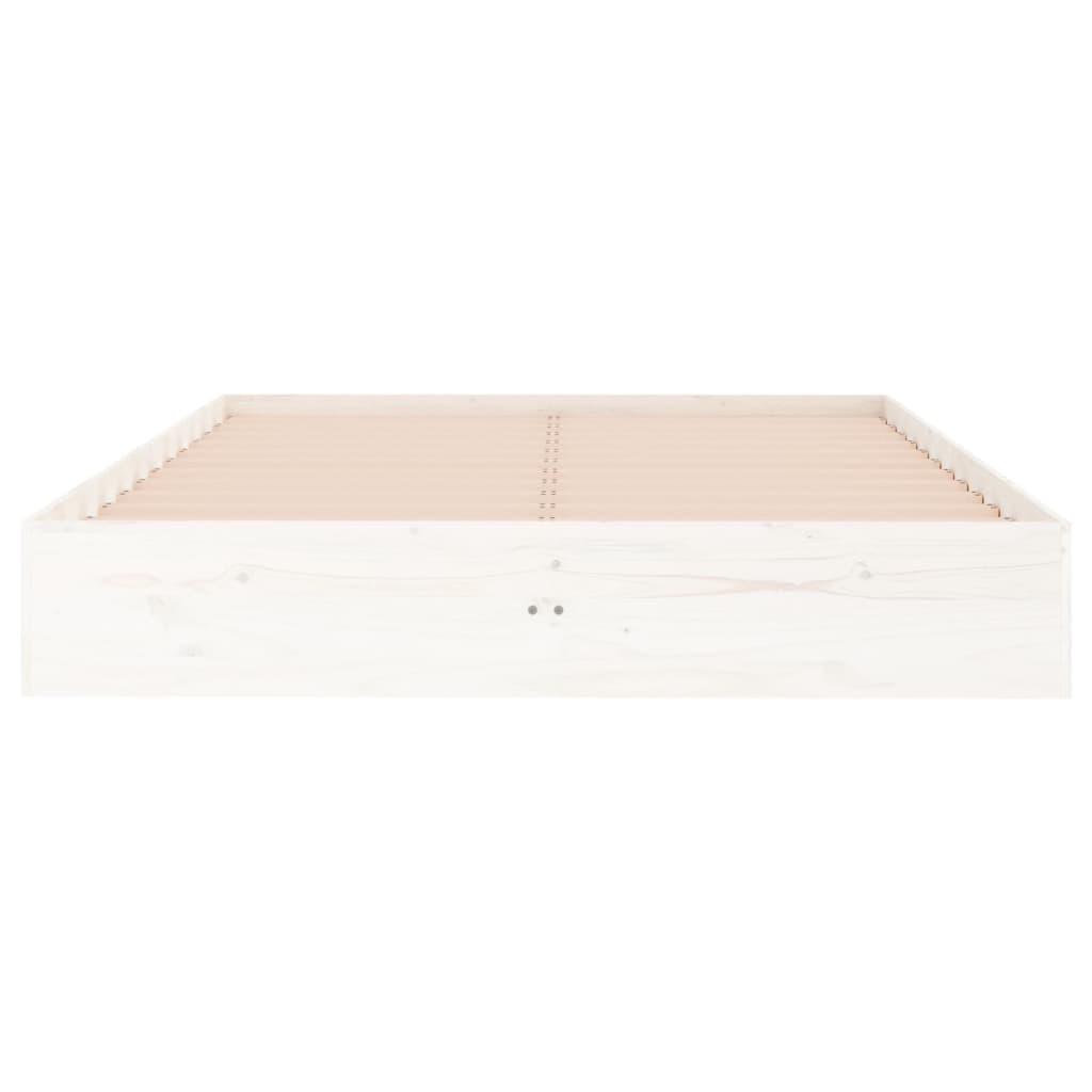 Cadre de lit sans matelas blanc bois massif 140x190 cm