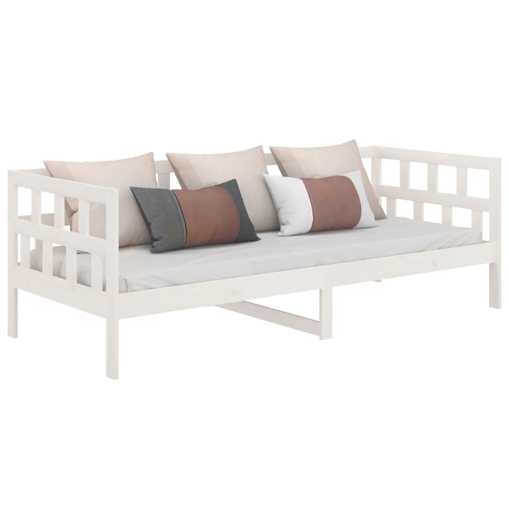 Lit de jour sans matelas blanc bois de pin massif 90x200 cm