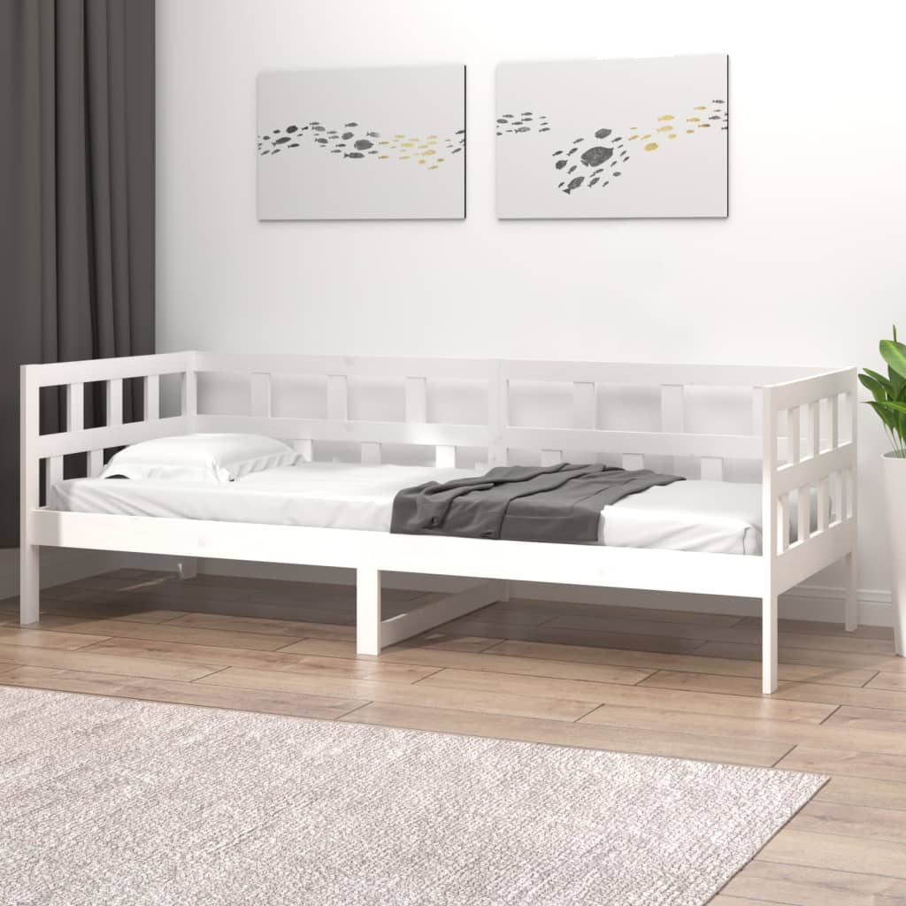 Lit de jour sans matelas blanc bois de pin massif 90x200 cm