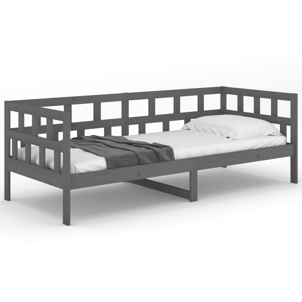 Lit de jour sans matelas gris bois de pin massif 90x200 cm