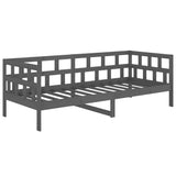 Lit de jour sans matelas gris bois de pin massif 90x200 cm