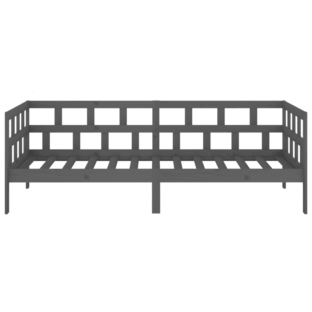 Lit de jour sans matelas gris bois de pin massif 90x200 cm