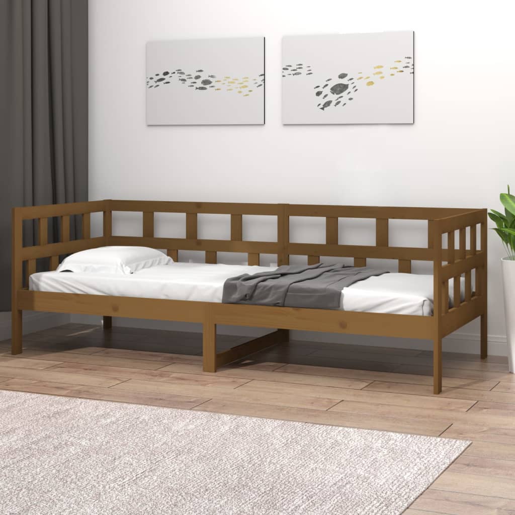 Lit de jour sans matelas marron miel bois pin massif 90x200 cm