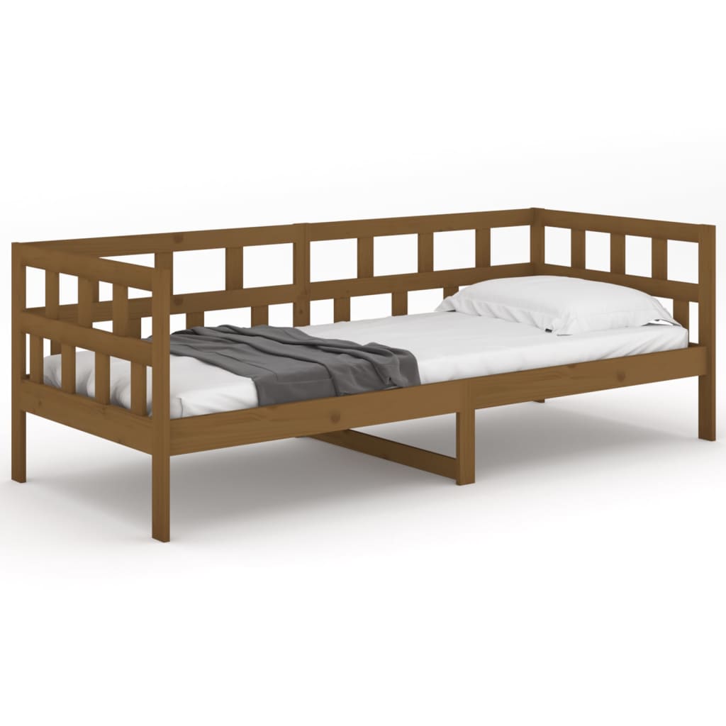 Lit de jour sans matelas marron miel bois pin massif 90x200 cm