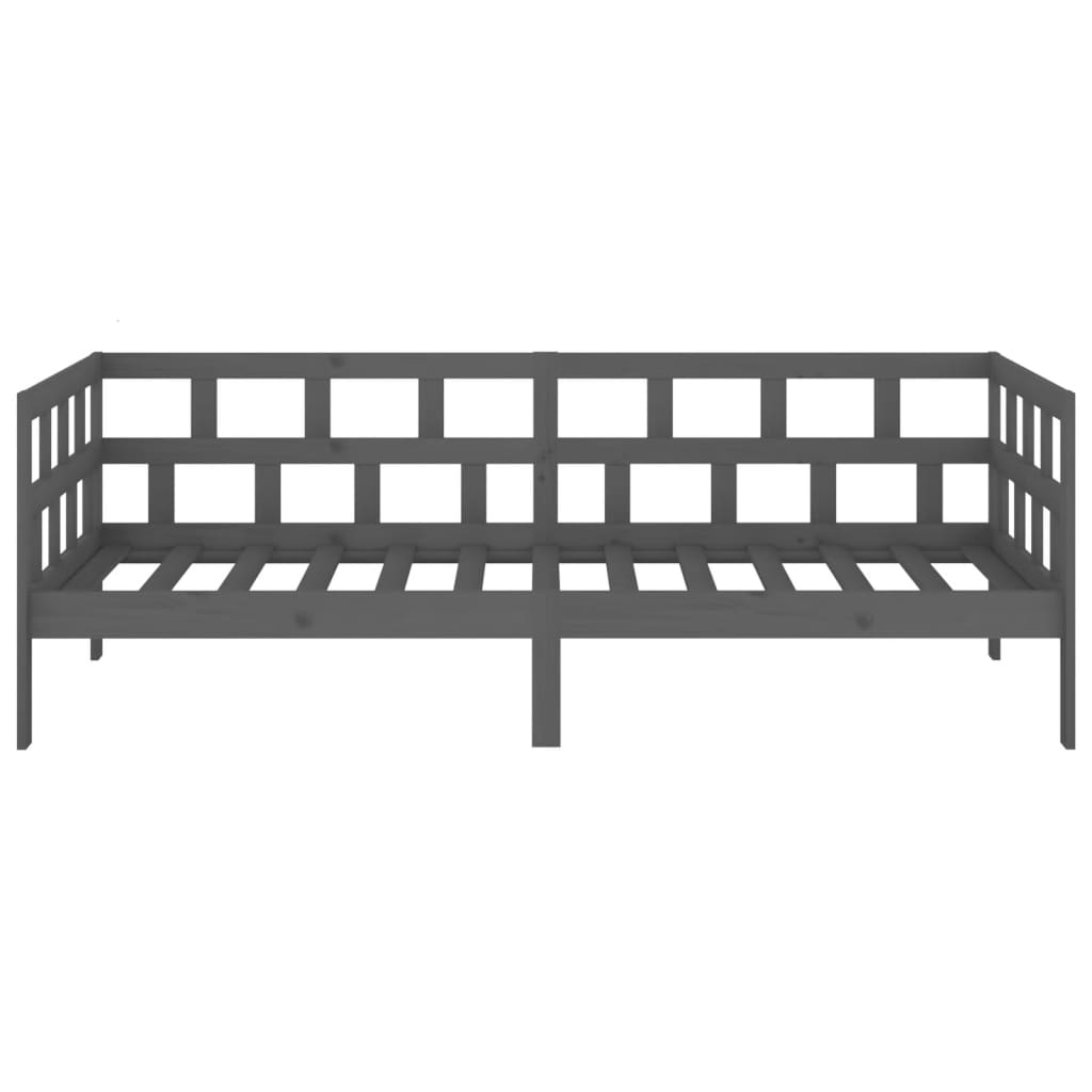 Lit de jour sans matelas gris bois de pin massif 80x200 cm