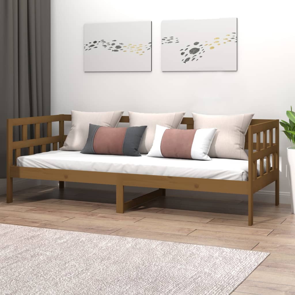 Lit de jour sans matelas marron miel bois pin massif 80x200 cm