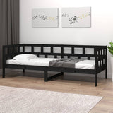 Lit de jour sans matelas noir bois de pin massif 80x200 cm