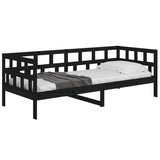 Lit de jour sans matelas noir bois de pin massif 80x200 cm