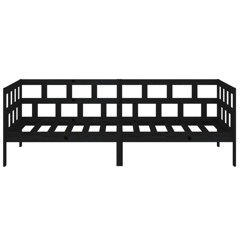 Lit de jour sans matelas noir bois de pin massif 80x200 cm